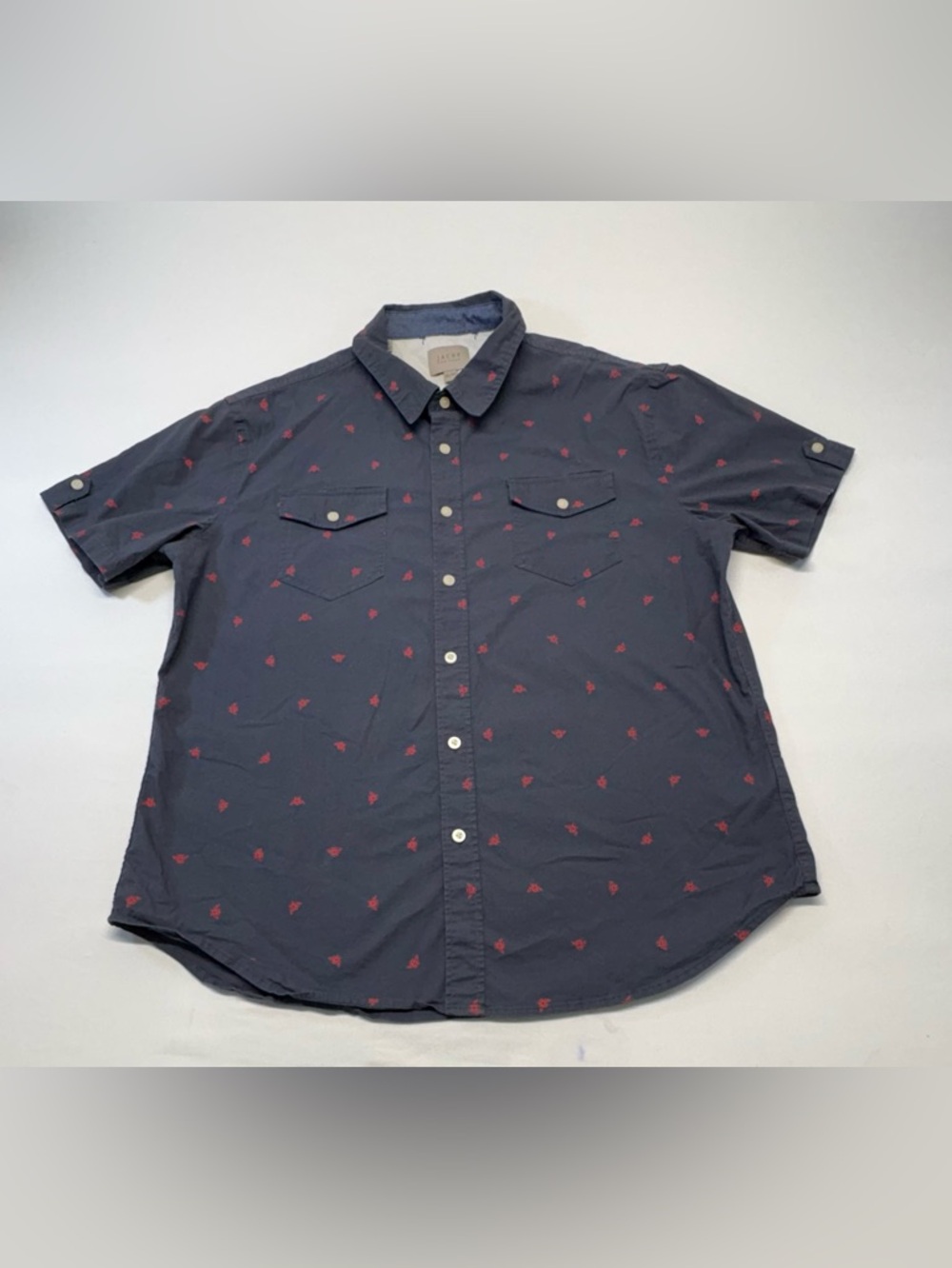 Jachs NY Bee Print Short Sleeve Button Down Size XL